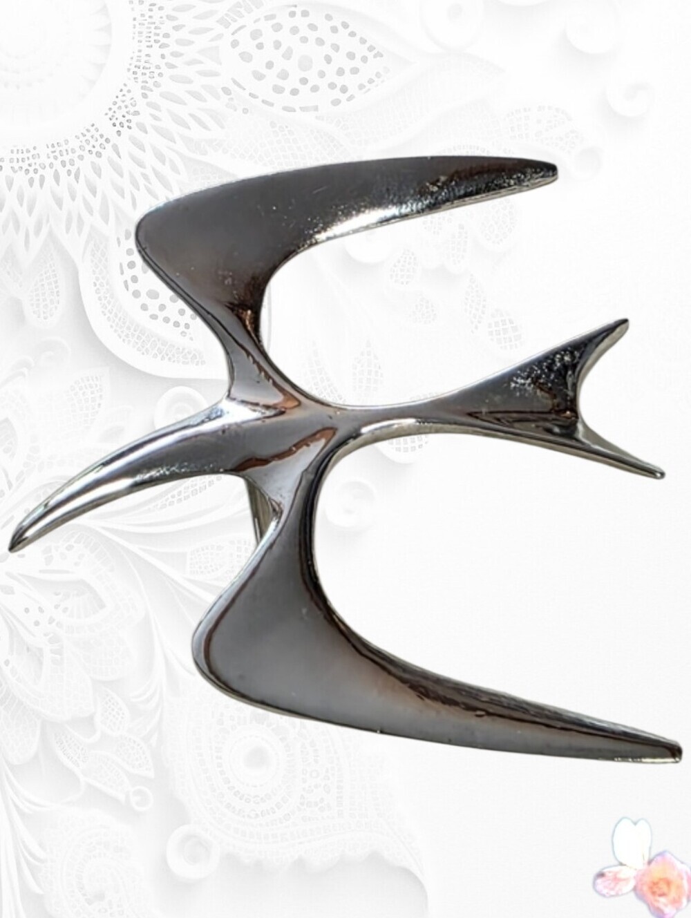 Sarah Coventry Abstract Bird Brooch Silver Tone